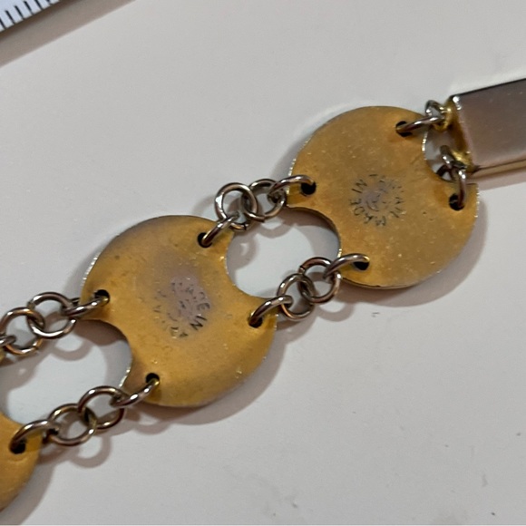 Vintage 60 70 Bohemian Red Enameled Double link made in Taiwan Mod MCM Bracelet - Picture 13 of 16